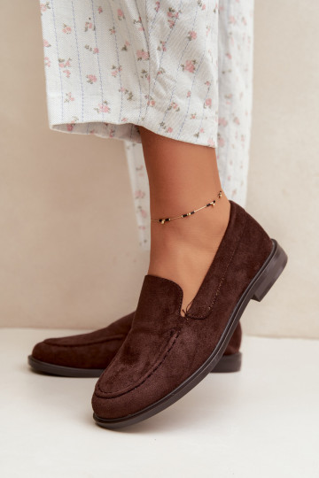 Mocassins de chocolate para mulheres em camurça sintética Laisie 2