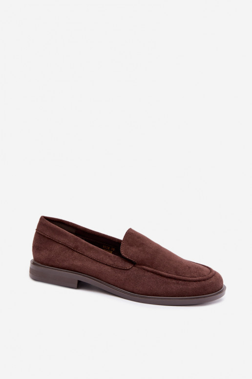 Mocassins de chocolate para mulheres em camurça sintética Laisie