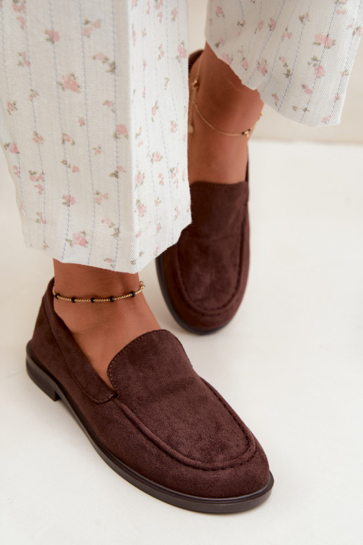 Mocassins de chocolate para mulheres em camurça sintética Laisie