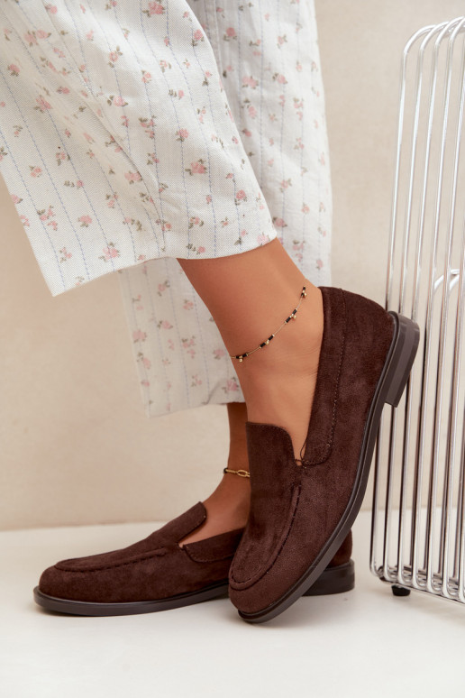 Mocassins de chocolate para mulheres em camurça sintética Laisie