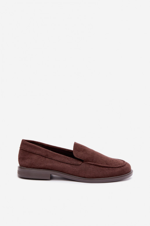 Mocassins de chocolate para mulheres em camurça sintética Laisie