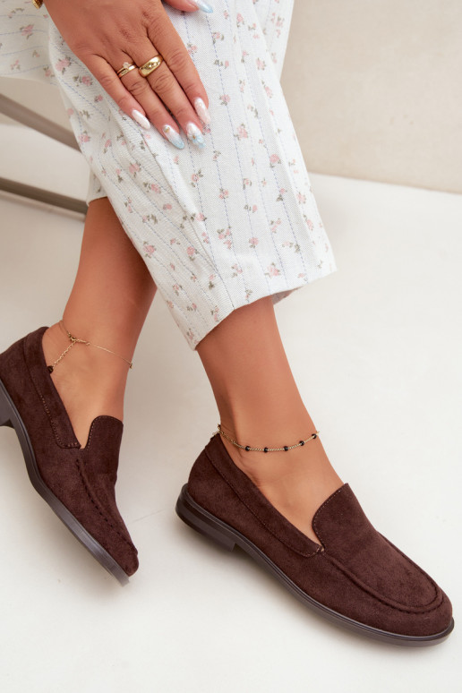 Mocassins de chocolate para mulheres em camurça sintética Laisie