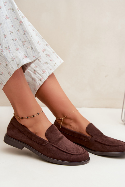 Mocassins de chocolate para mulheres em camurça sintética Laisie