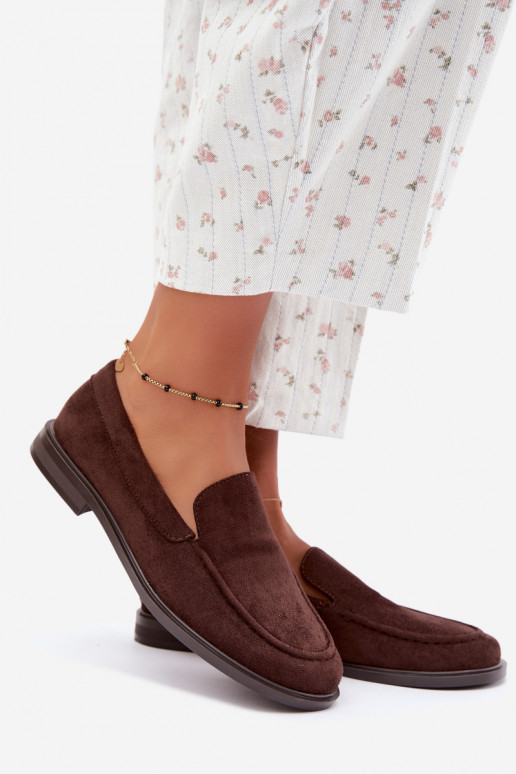 Mocassins de chocolate para mulheres em camurça sintética Laisie