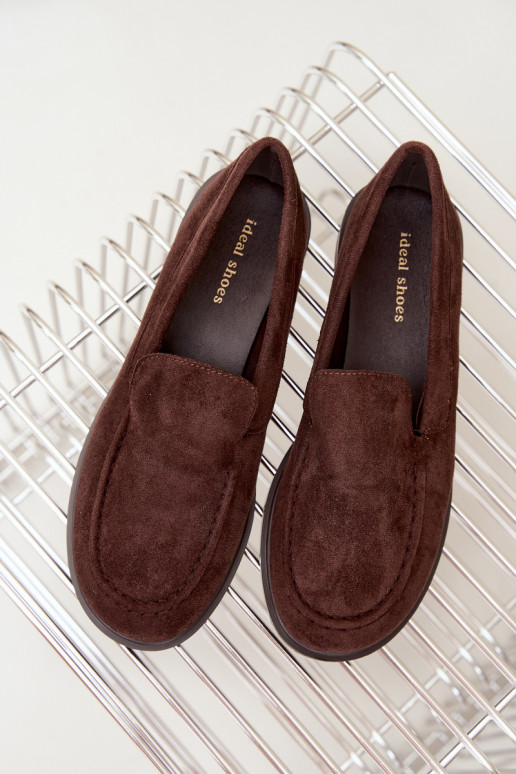 Mocassins de chocolate para mulheres em camurça sintética Laisie
