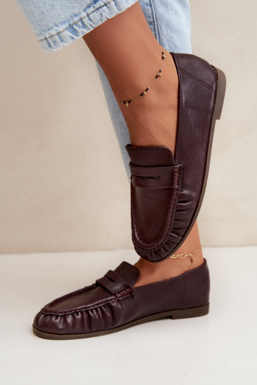Mocassins femininos com babados na cor bordô Sabley
