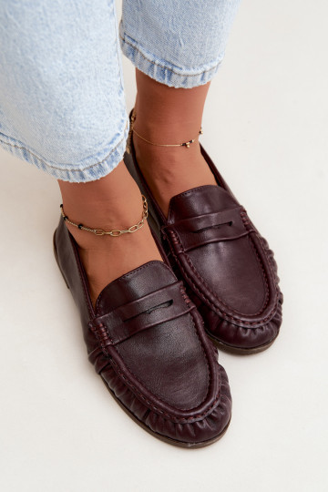 Mocassins femininos com babados na cor bordô Sabley 2