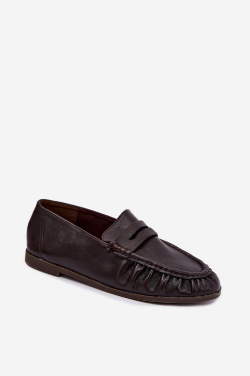 Mocassins femininos com babados na cor chocolate Sabley