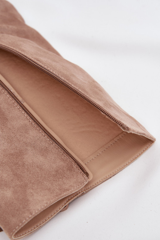 Botas altas de cor areia em estilo cowboy com saltos e franjas Tivara