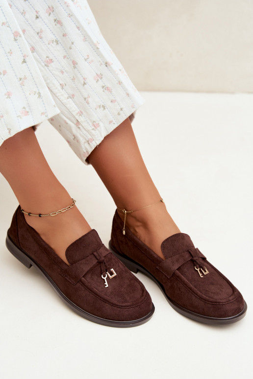 mocassins femininos em camurça sintética chocolate Raylie