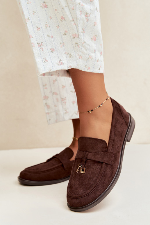 mocassins femininos em camurça sintética chocolate Raylie