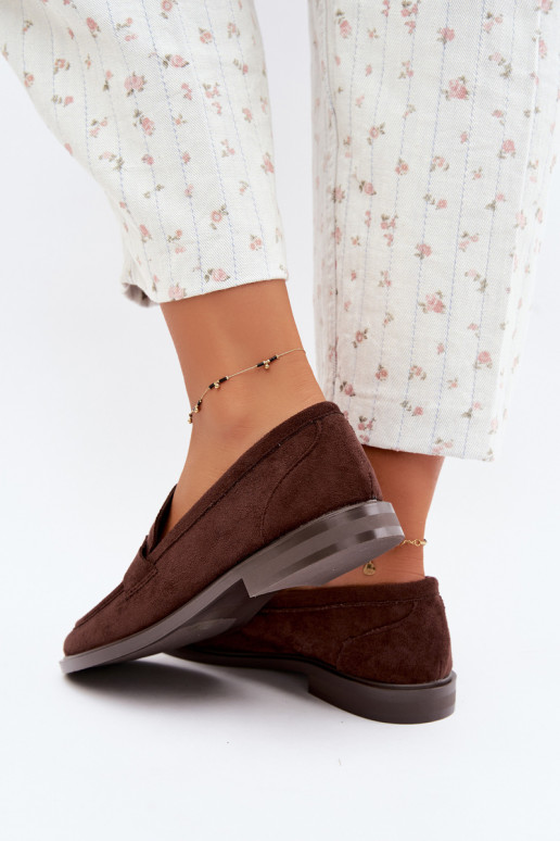 mocassins femininos em camurça sintética chocolate Raylie