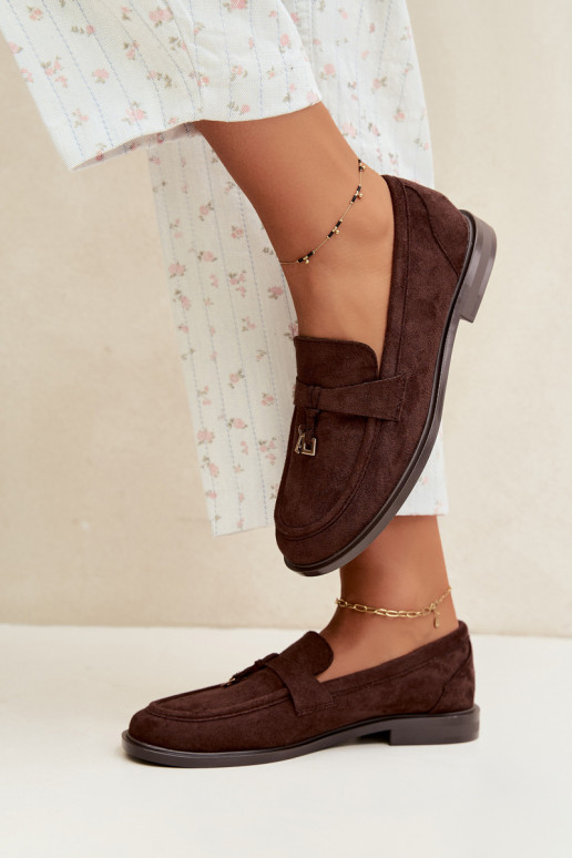 mocassins femininos em camurça sintética chocolate Raylie