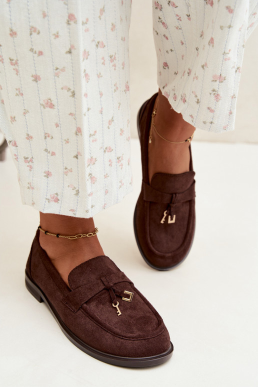 mocassins femininos em camurça sintética chocolate Raylie