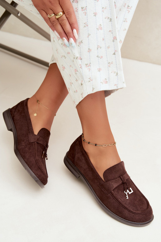 mocassins femininos em camurça sintética chocolate Raylie