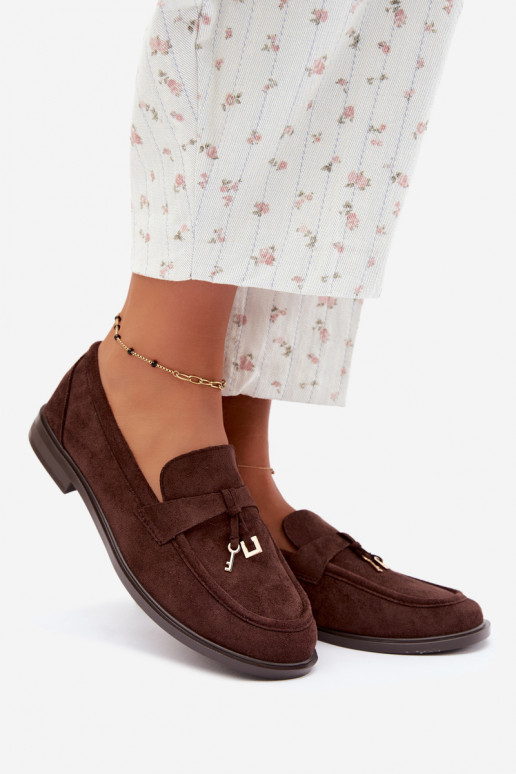mocassins femininos em camurça sintética chocolate Raylie