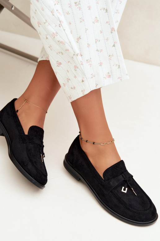mocassins femininos em camurça sintética pretos Raylie