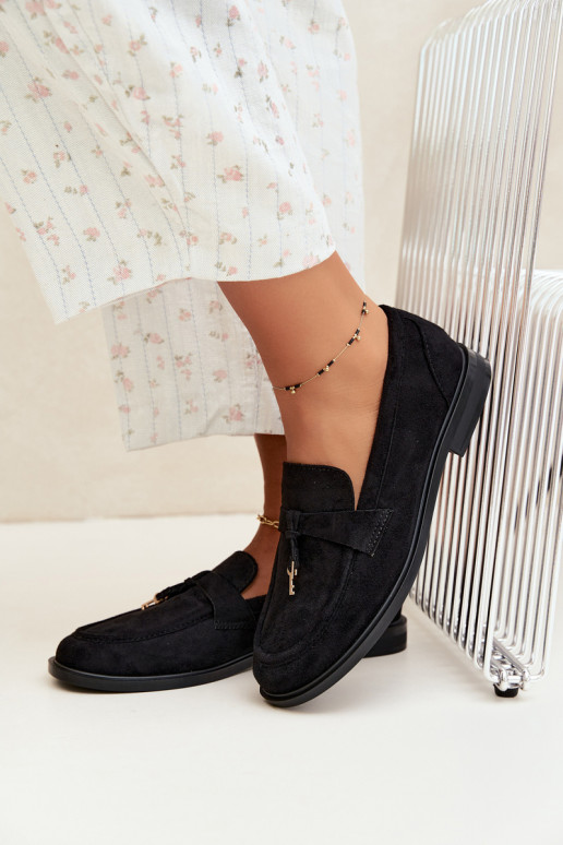 mocassins femininos em camurça sintética pretos Raylie