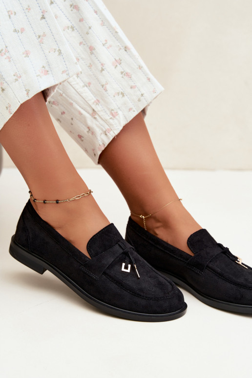 mocassins femininos em camurça sintética pretos Raylie