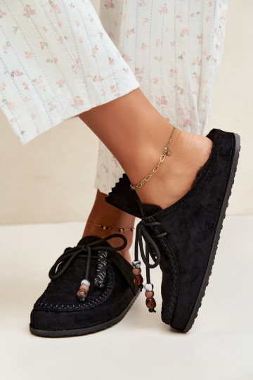 chinelos femininos Mule com pelo pretos Melia