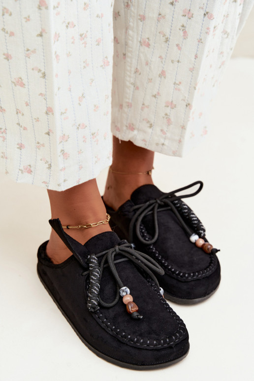 chinelos femininos Mule com pelo pretos Melia