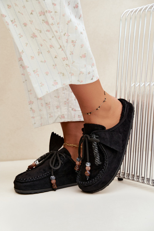 chinelos femininos Mule com pelo pretos Melia