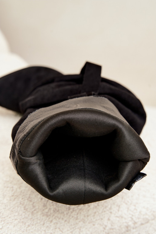Botas pretas femininas até o joelho com saltos e fivelas Caster