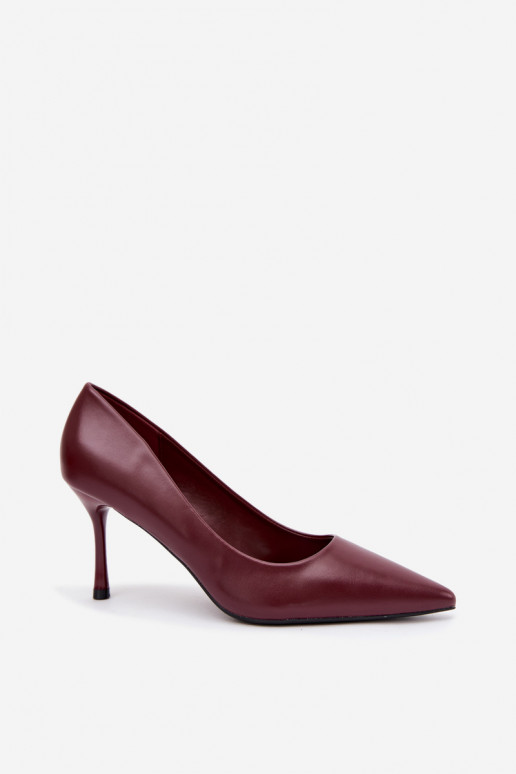 Sapatos de salto clássicos em couro sintético, cor bordô Nesha