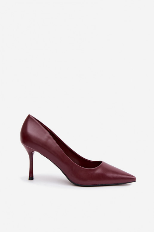 Sapatos de salto clássicos em couro sintético, cor bordô Nesha