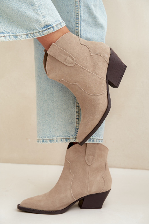 Botins de estilo cowboy slip-on em camurça sintética na cor marfim Beretta