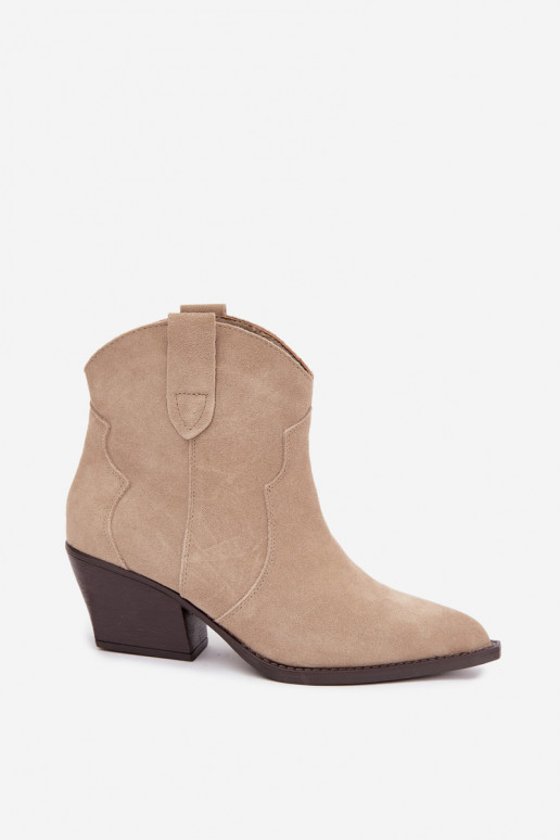 Botins de estilo cowboy slip-on em camurça sintética na cor marfim Beretta