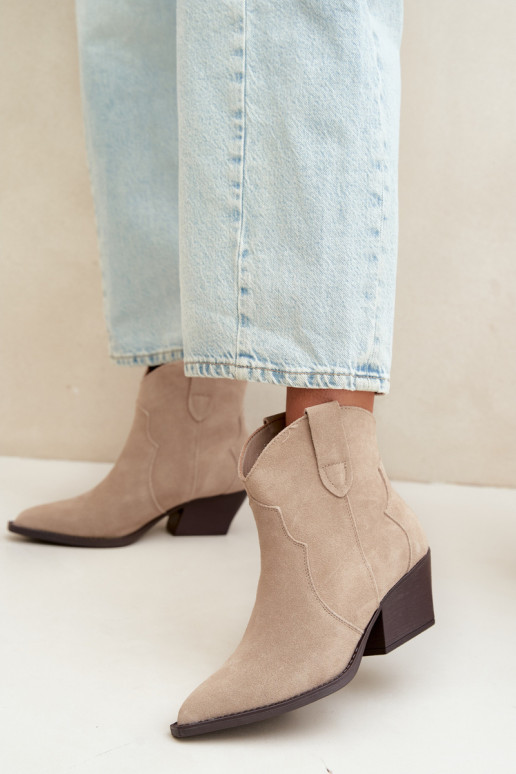 Botins de estilo cowboy slip-on em camurça sintética na cor marfim Beretta
