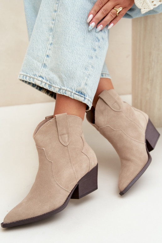 Botins de estilo cowboy slip-on em camurça sintética na cor marfim Beretta
