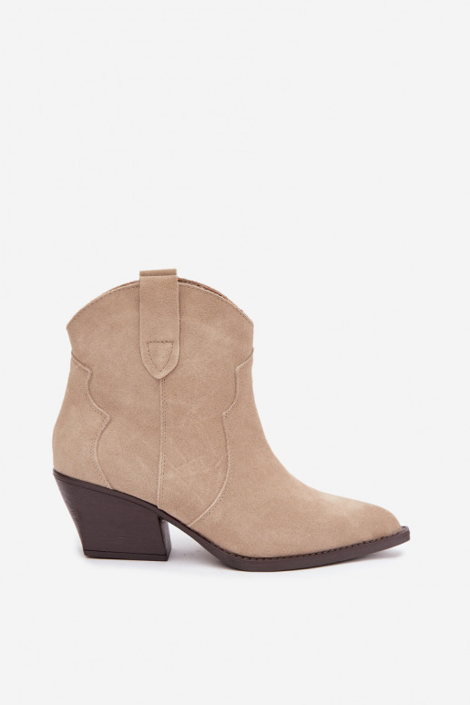 Botins de estilo cowboy slip-on em camurça sintética na cor marfim Beretta