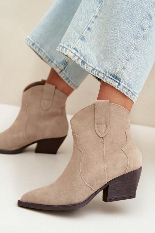 Botins de estilo cowboy slip-on em camurça sintética na cor marfim Beretta