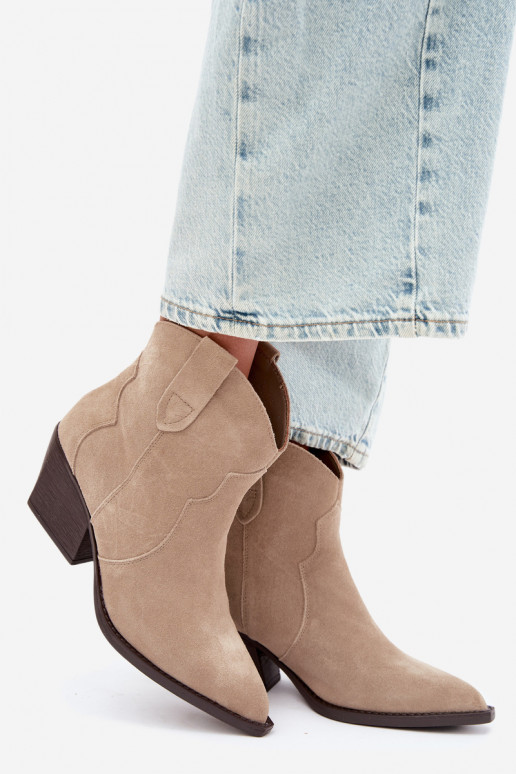 Botins de estilo cowboy slip-on em camurça sintética na cor marfim Beretta