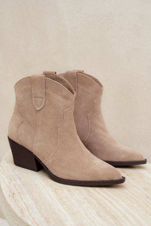 Botins de estilo cowboy slip-on em camurça sintética na cor marfim Beretta
