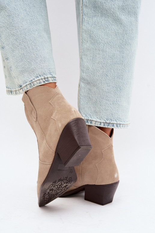 Botins de estilo cowboy slip-on em camurça sintética na cor marfim Beretta