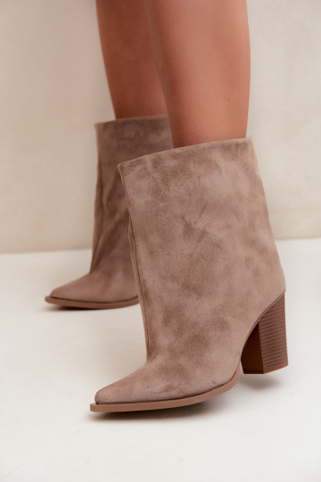 Botins femininos de bico em cor caqui Hileta 2