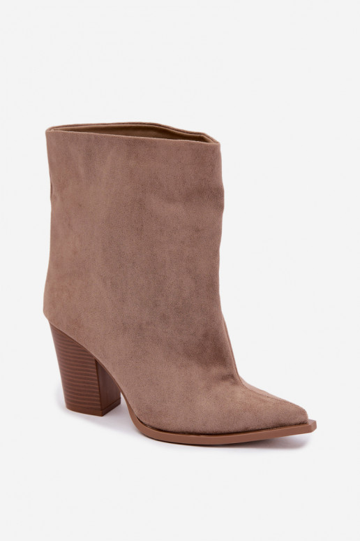 Botins femininos de bico em cor caqui Hileta