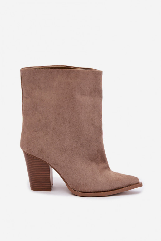 Botins femininos de bico em cor caqui Hileta