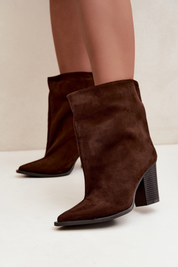 Botins femininos de bico em cor castanha Hileta 2