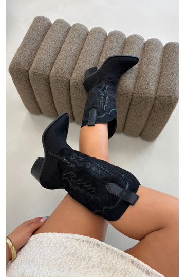 Botas altas de estilo cowboy em preto Betina