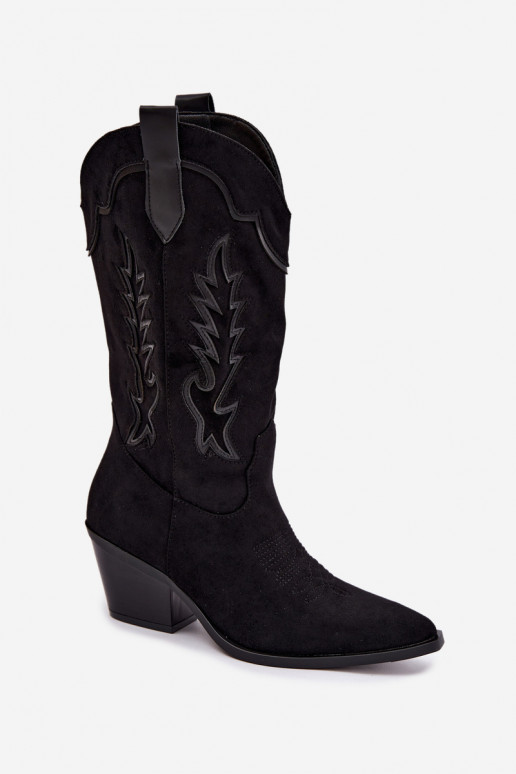 Botas altas de estilo cowboy em preto Betina