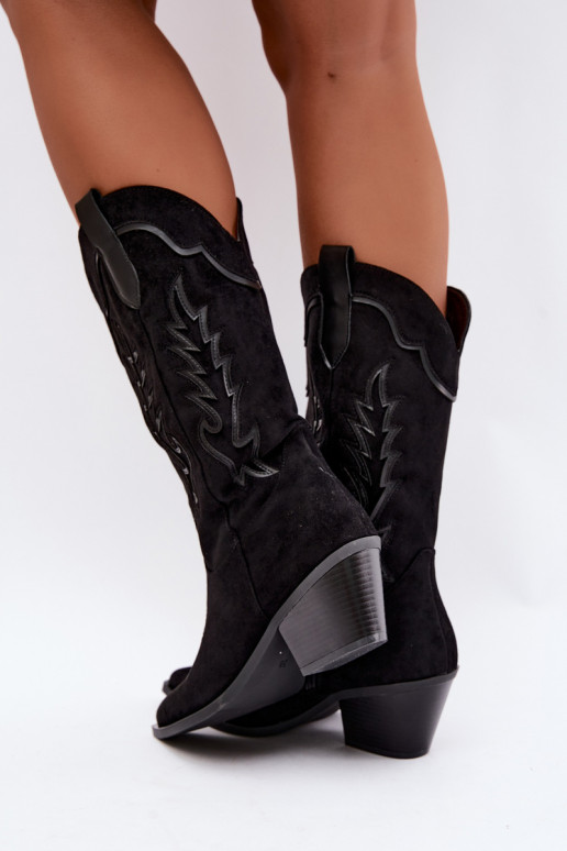 Botas altas de estilo cowboy em preto Betina