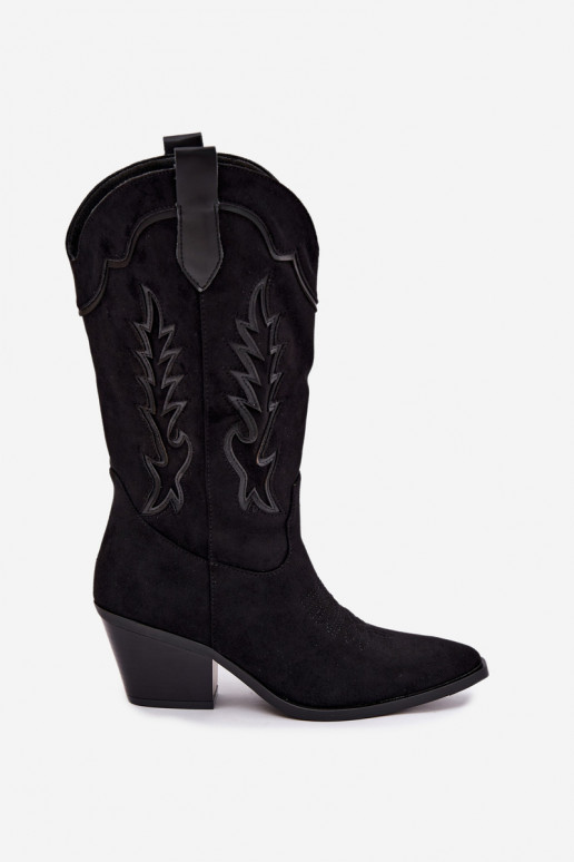 Botas altas de estilo cowboy em preto Betina
