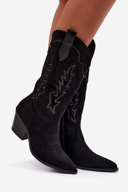 Botas altas de estilo cowboy em preto Betina