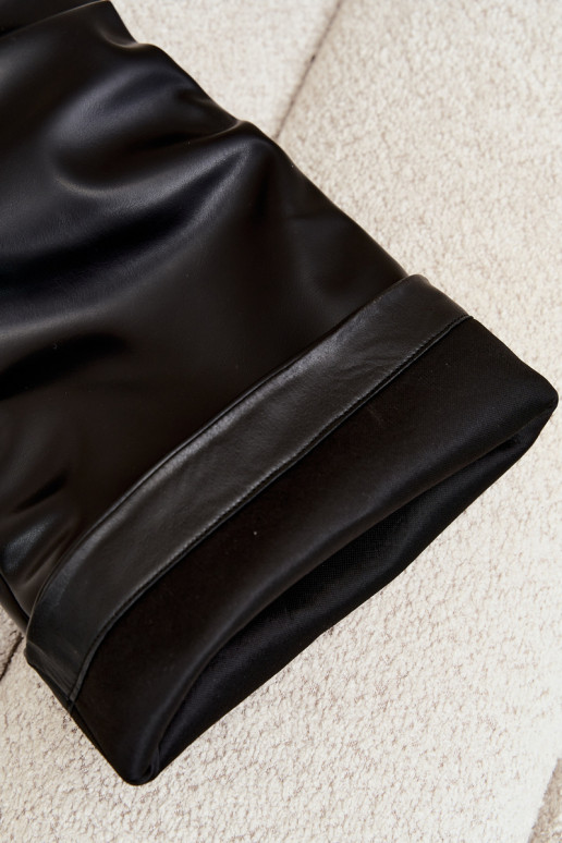 Botas femininas altas com salto em estilo slip-on em couro sintético preto Anica