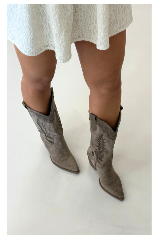 Botas altas de estilo cowboy em caqui Betina