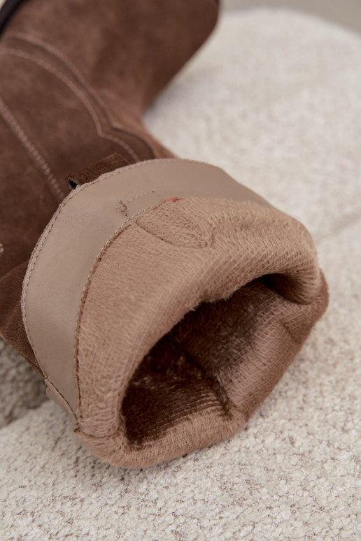 Botas altas estilo cowboy em camurça natural com isolamento e salto na cor marrom Radley